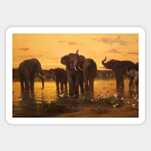 African Elephants by Charles-Emile de Tournemine Sticker